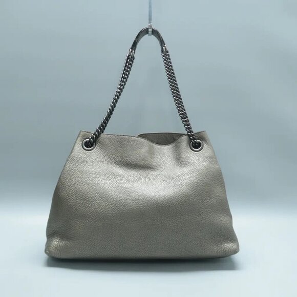 100% Authentic GUCCI Soho Grey Leather Shoulder Bag 533-11424 - Picture 2 of 12